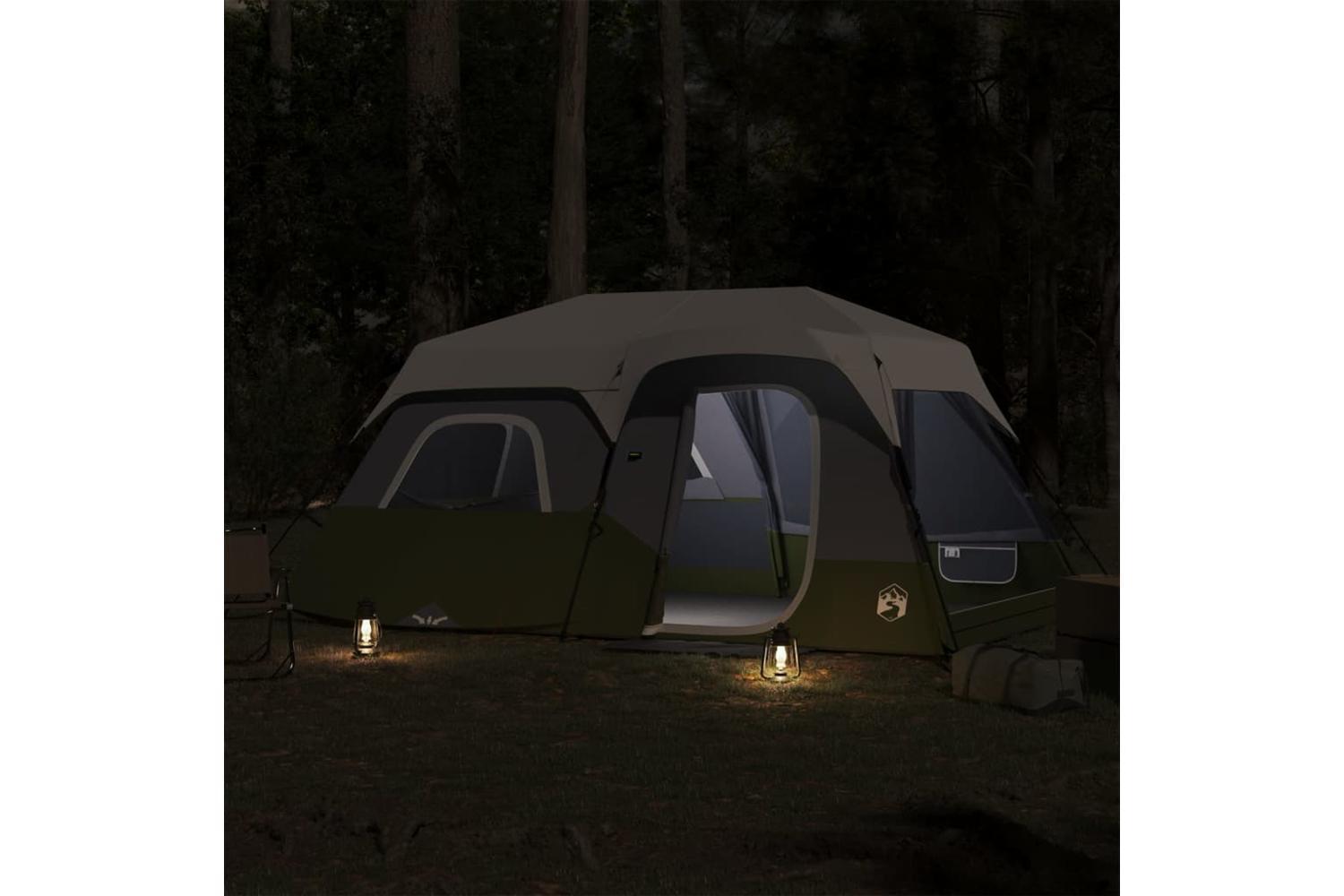 Vidaxl Family Tent With Led 9-person Light Green Quick Release-3