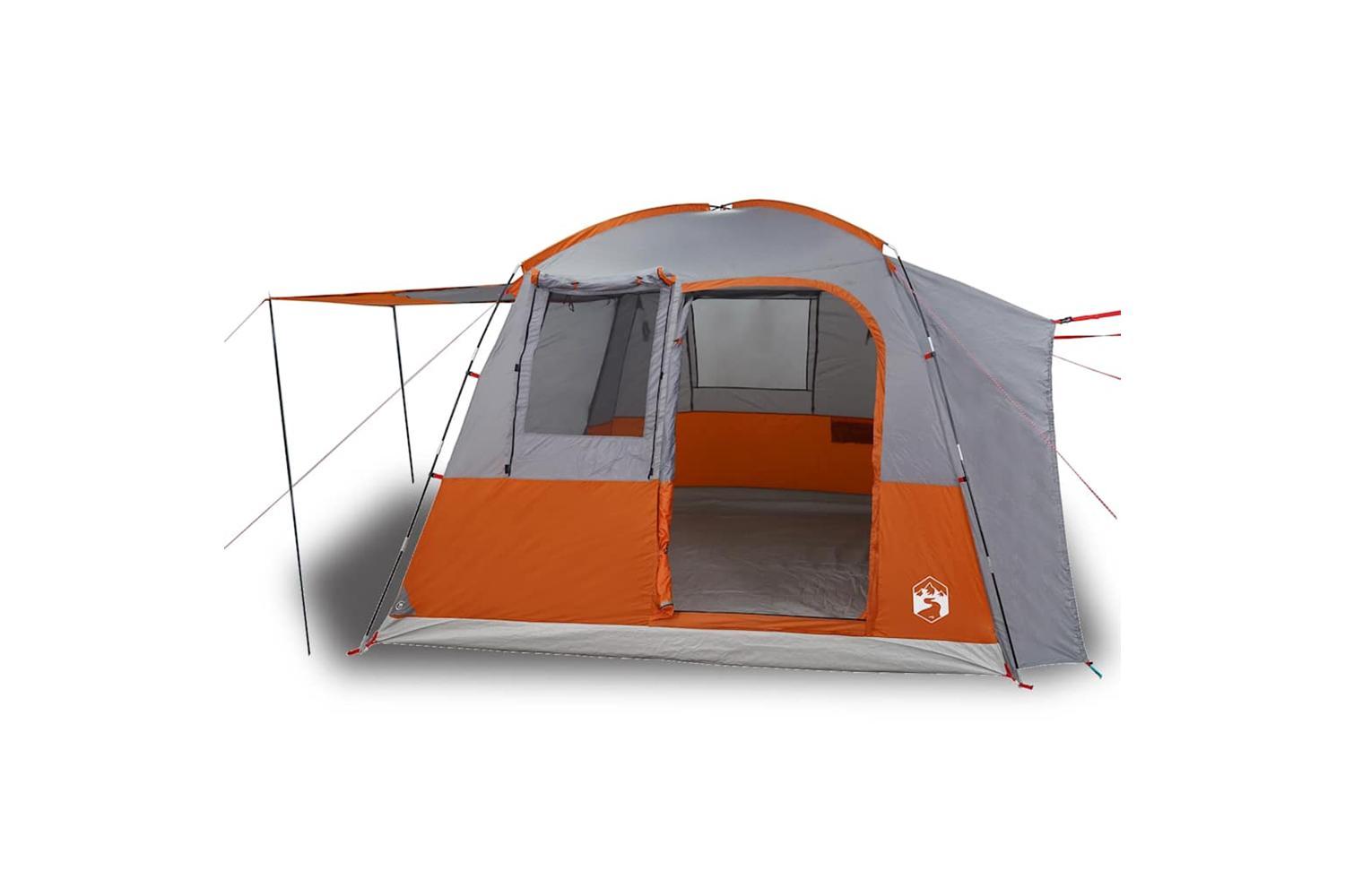 Vidaxl Car Tent 4-person Grey And Orange Waterproof