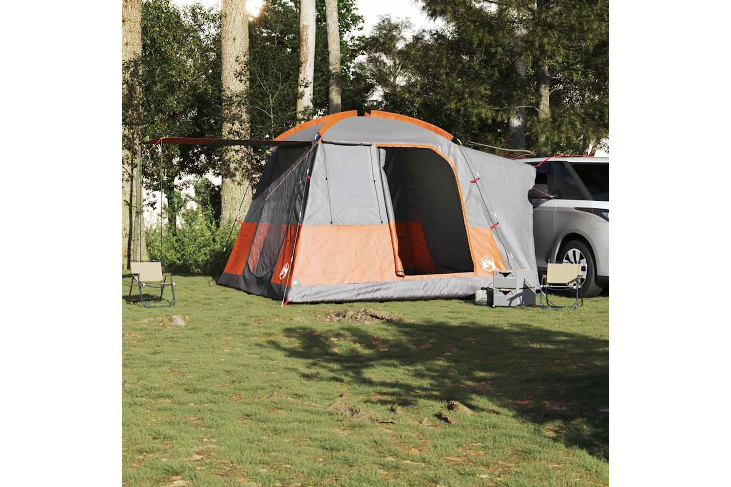 Vidaxl Car Tent 4-person Grey And Orange Waterproof-3