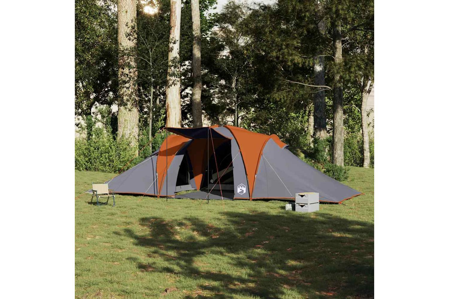 Vidaxl Family Tent Dome 6-person Grey And Orange Waterproof-3