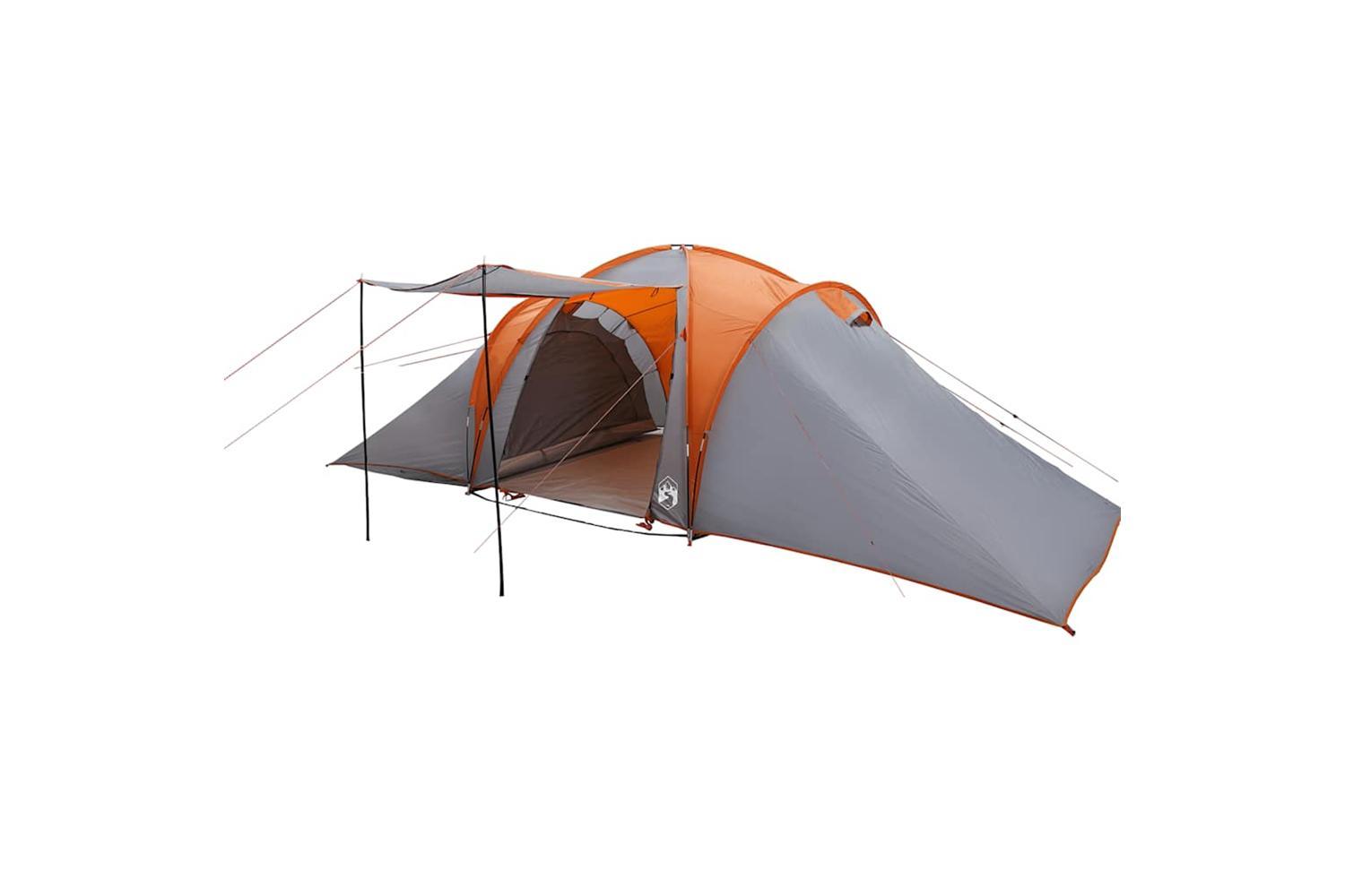Vidaxl Family Tent Dome 6-person Grey And Orange Waterproof-4