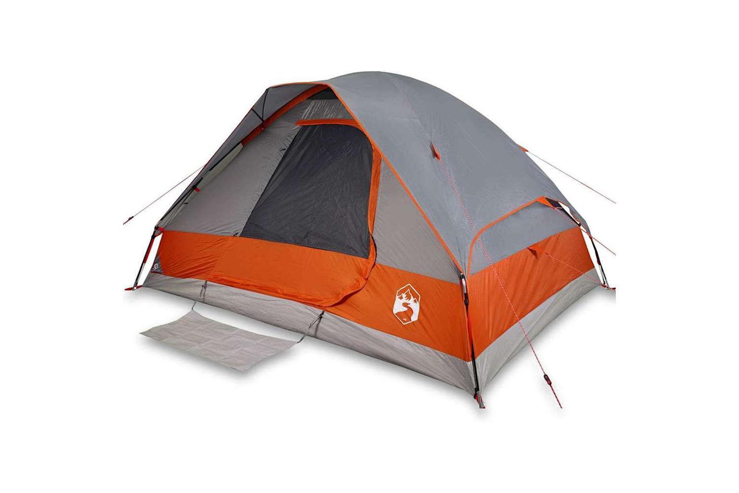 Vidaxl Camping Tent Dome 4-person Grey And Orange Waterproof-2