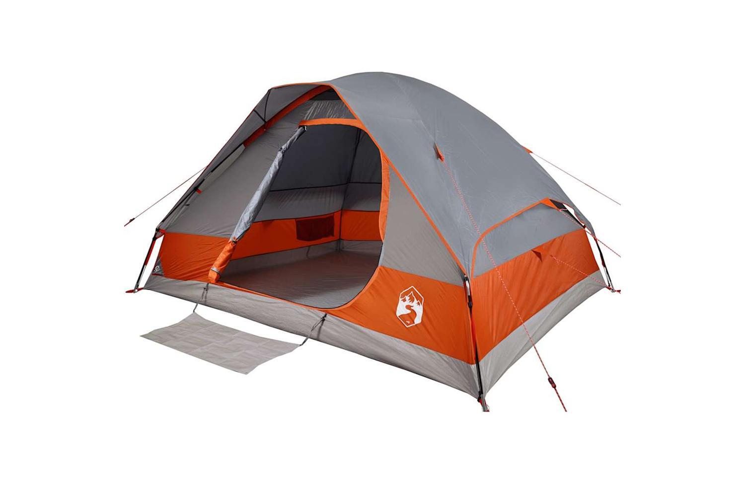 Vidaxl Camping Tent Dome 4-person Grey And Orange Waterproof-5