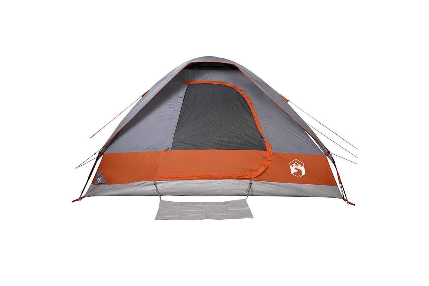 Vidaxl Camping Tent Dome 4-person Grey And Orange Waterproof-6
