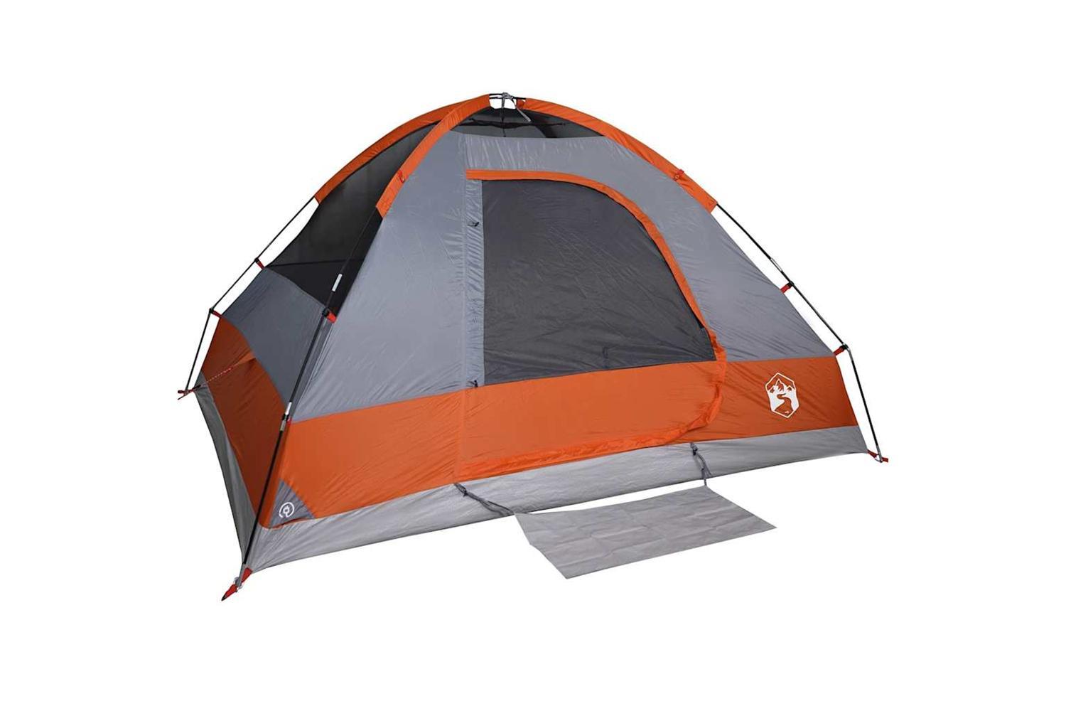 Vidaxl Camping Tent Dome 4-person Grey And Orange Waterproof-8