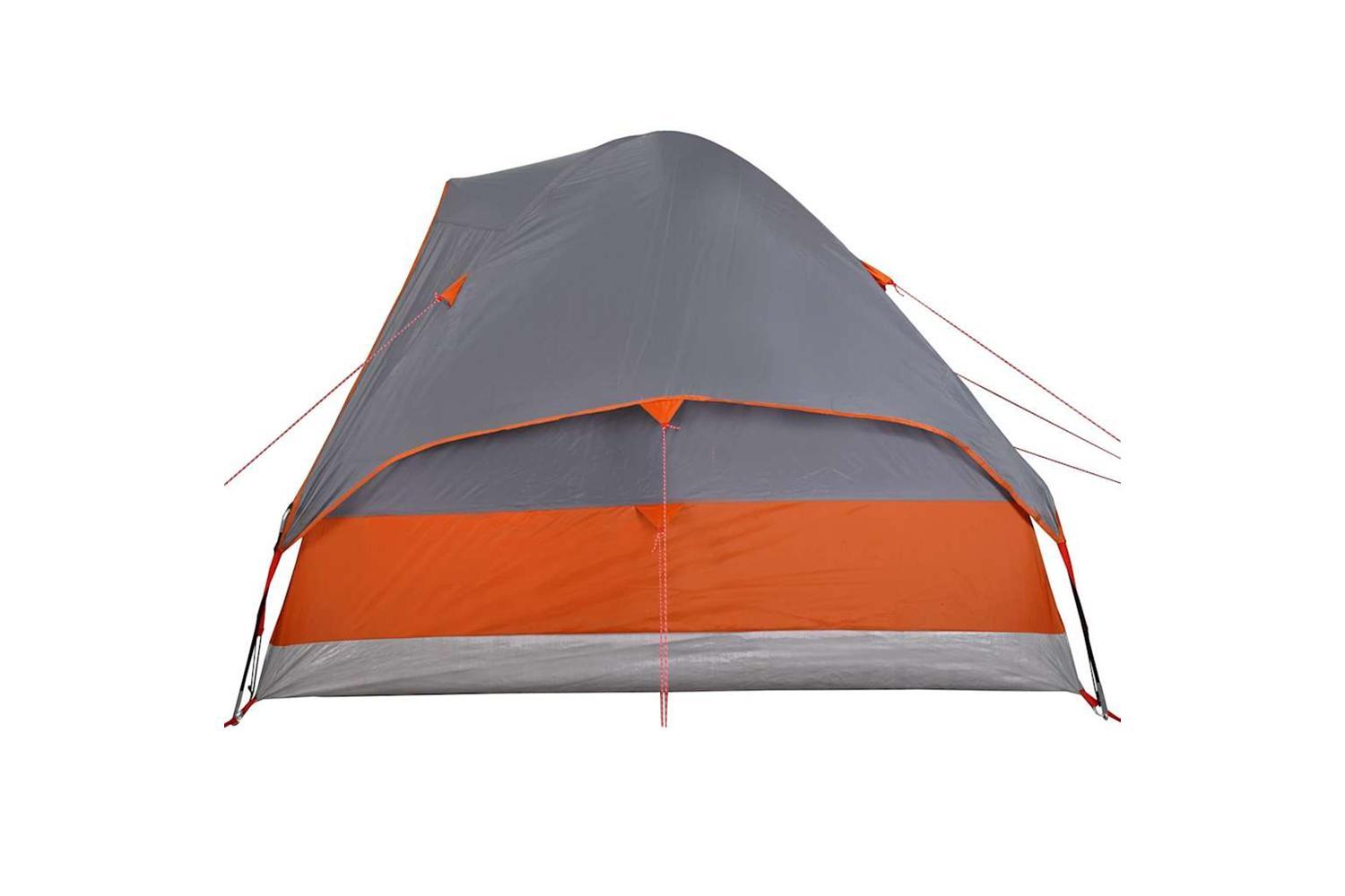 Vidaxl Camping Tent Dome 4-person Grey And Orange Waterproof-9