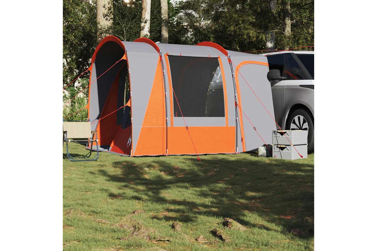 Vidaxl Car Tent 4-person Grey And Orange Waterproof-3