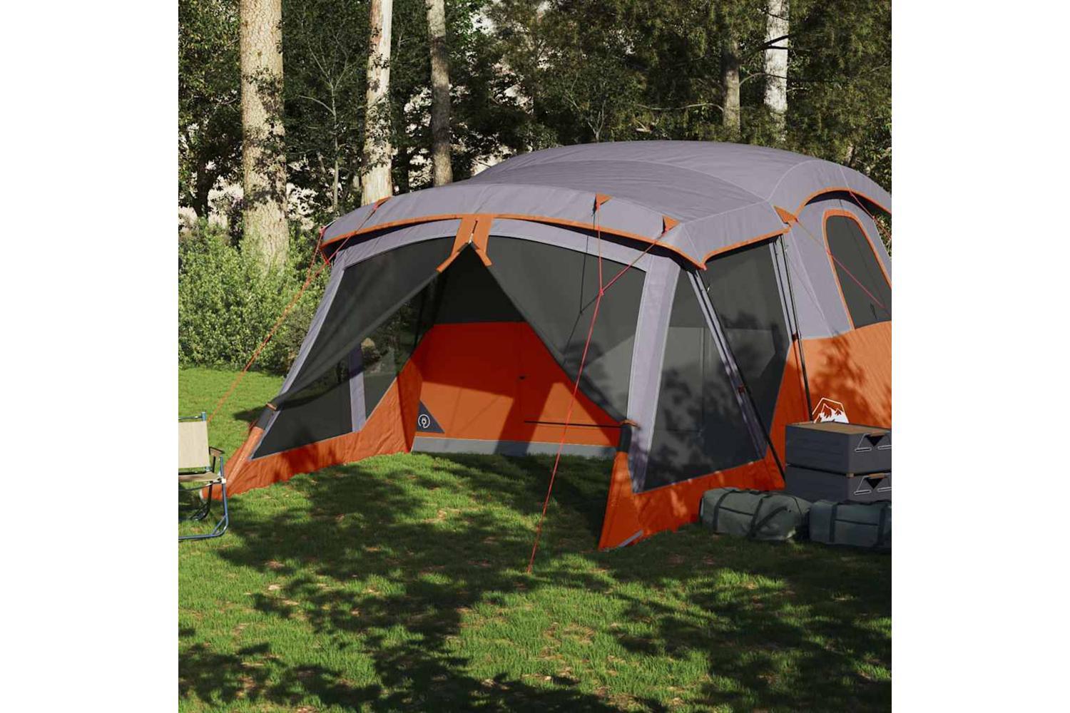 Vidaxl Camping Tent With Porch 4-person Orange Waterproof-3
