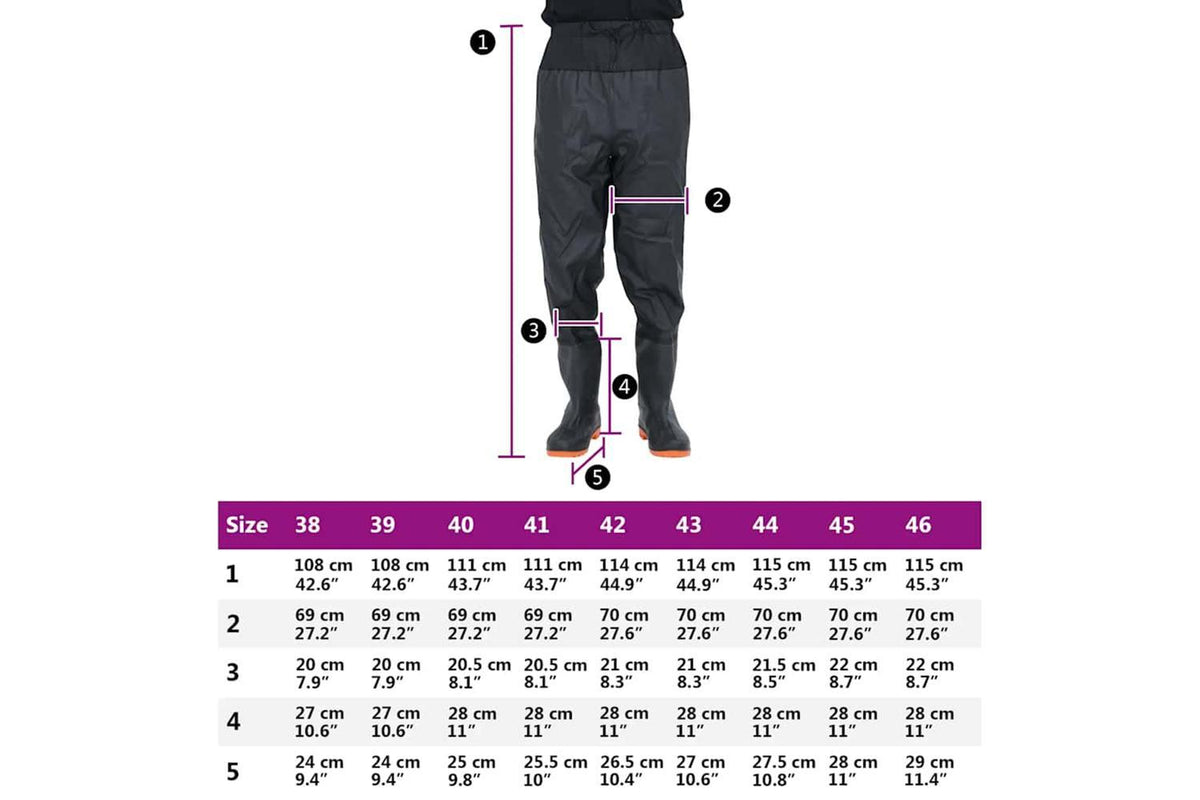 Vidaxl Waist Waders With Boots Black Size 38-7