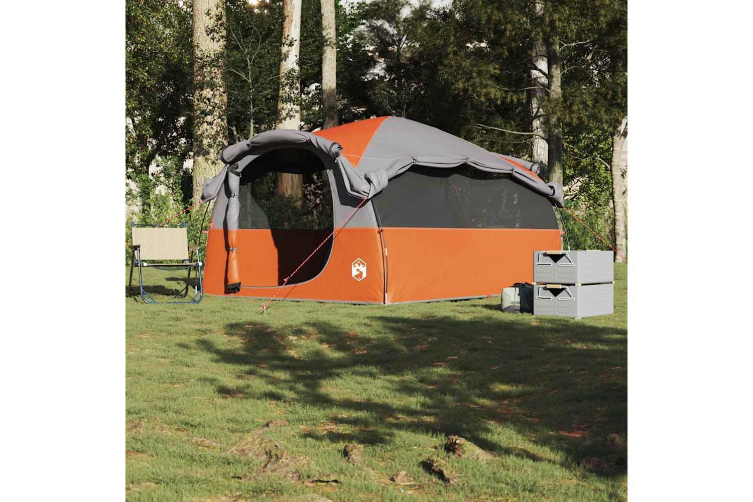 Vidaxl Family Tent Tunnel 6-person Grey And Orange Waterproof-3