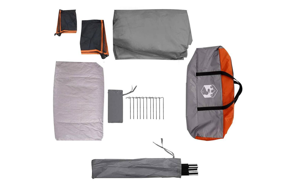 Vidaxl Camping Tent Cabin 4-person Grey And Orange Waterproof-10