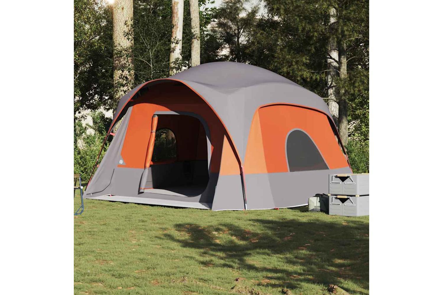 Vidaxl Family Tent Cabin 6-person Grey And Orange Waterproof-4