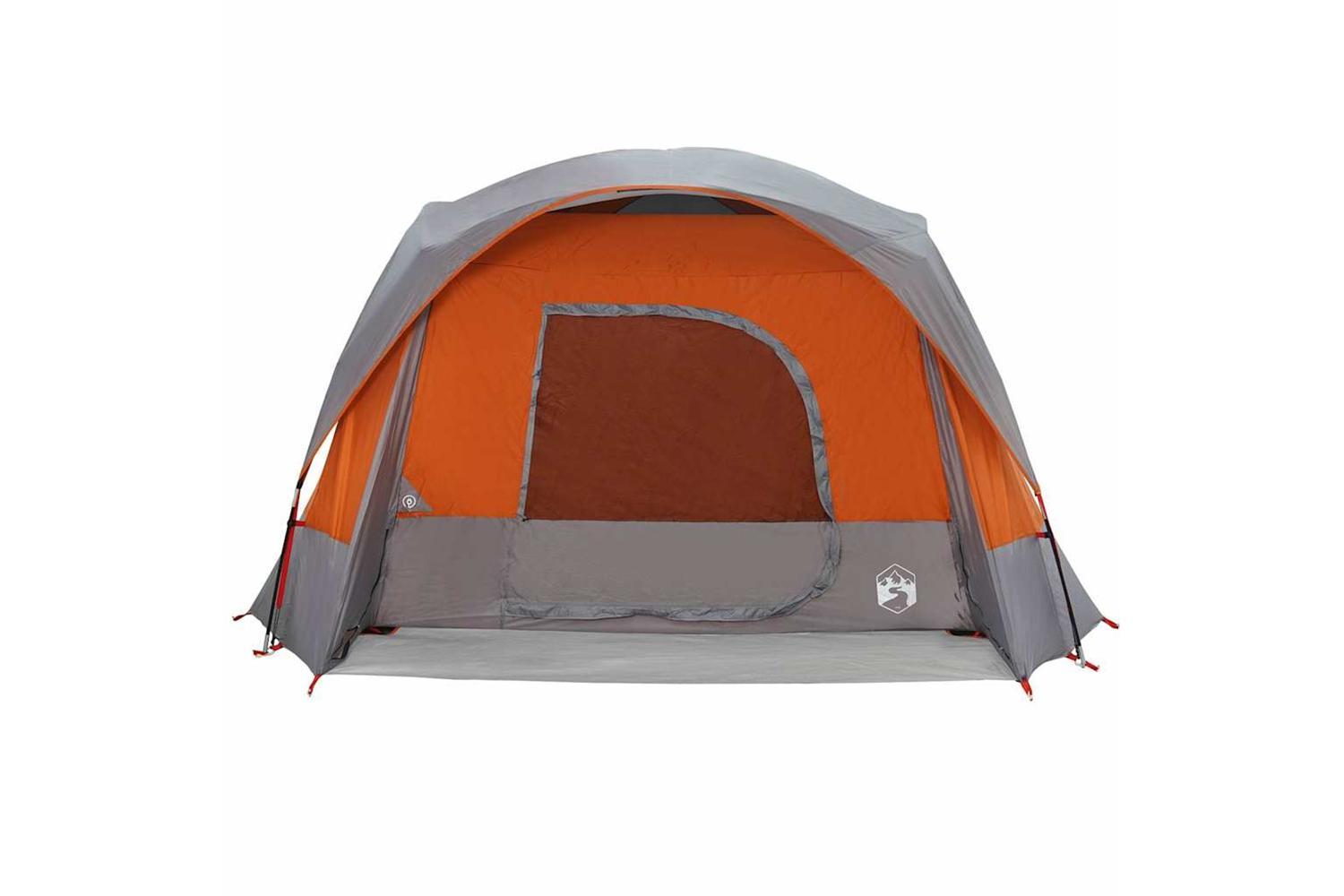 Vidaxl Family Tent Cabin 6-person Grey And Orange Waterproof-6
