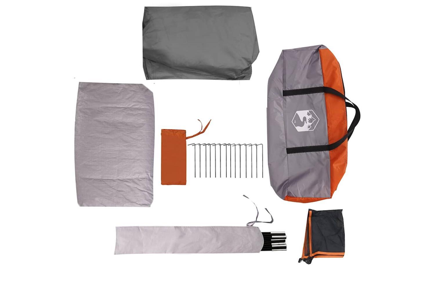 Vidaxl Family Tent Cabin 6-person Grey And Orange Waterproof-10