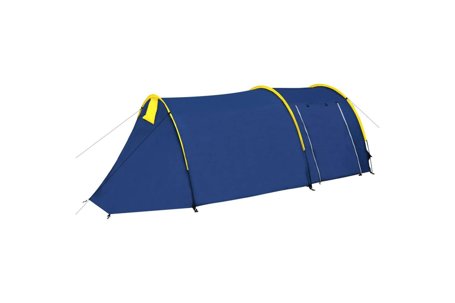 Vidaxl Camping Tent 4 Persons Navy Blue/yellow