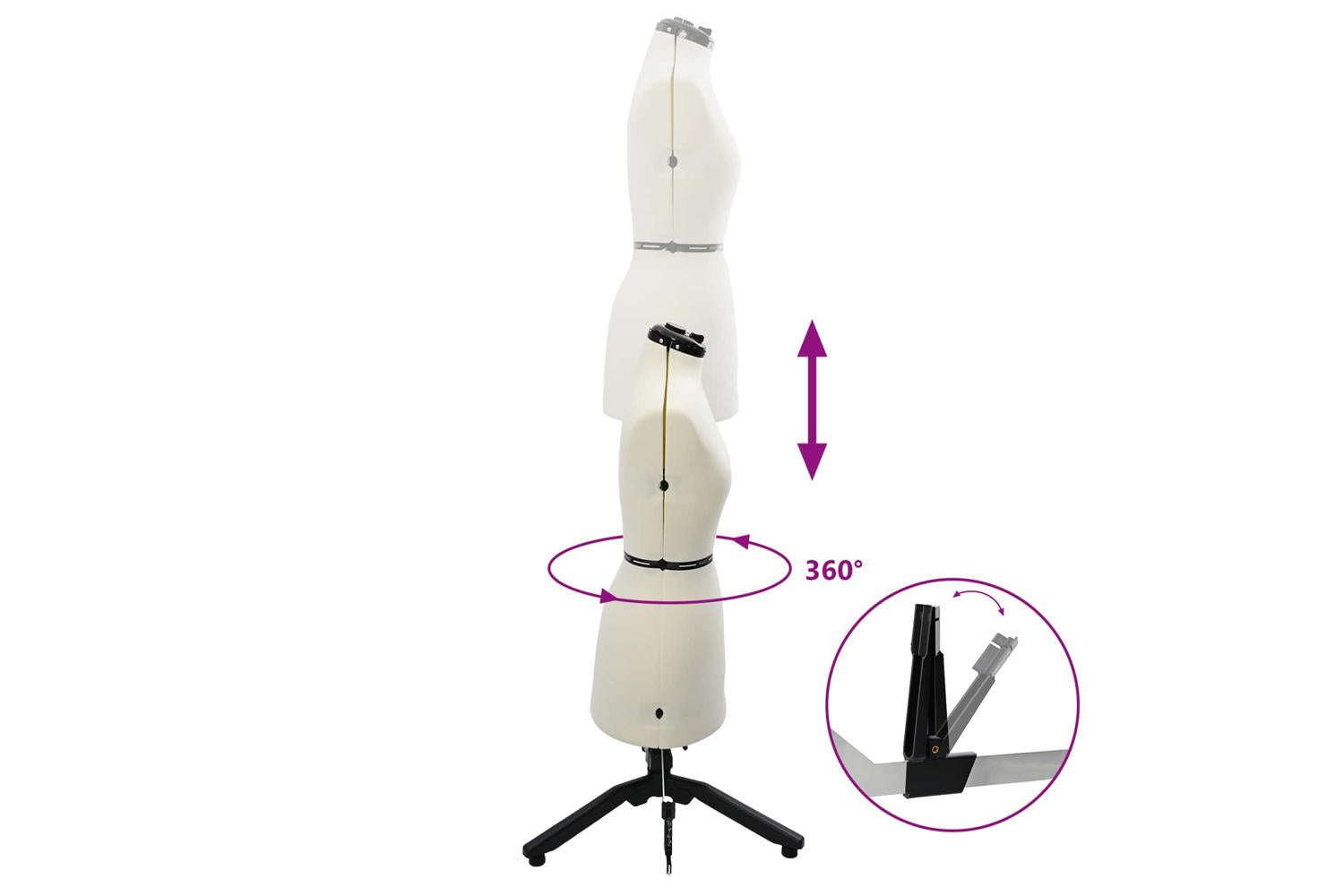 Vidaxl Adjustable Dress Form Female Height Adjustable Cream S Velvet-7