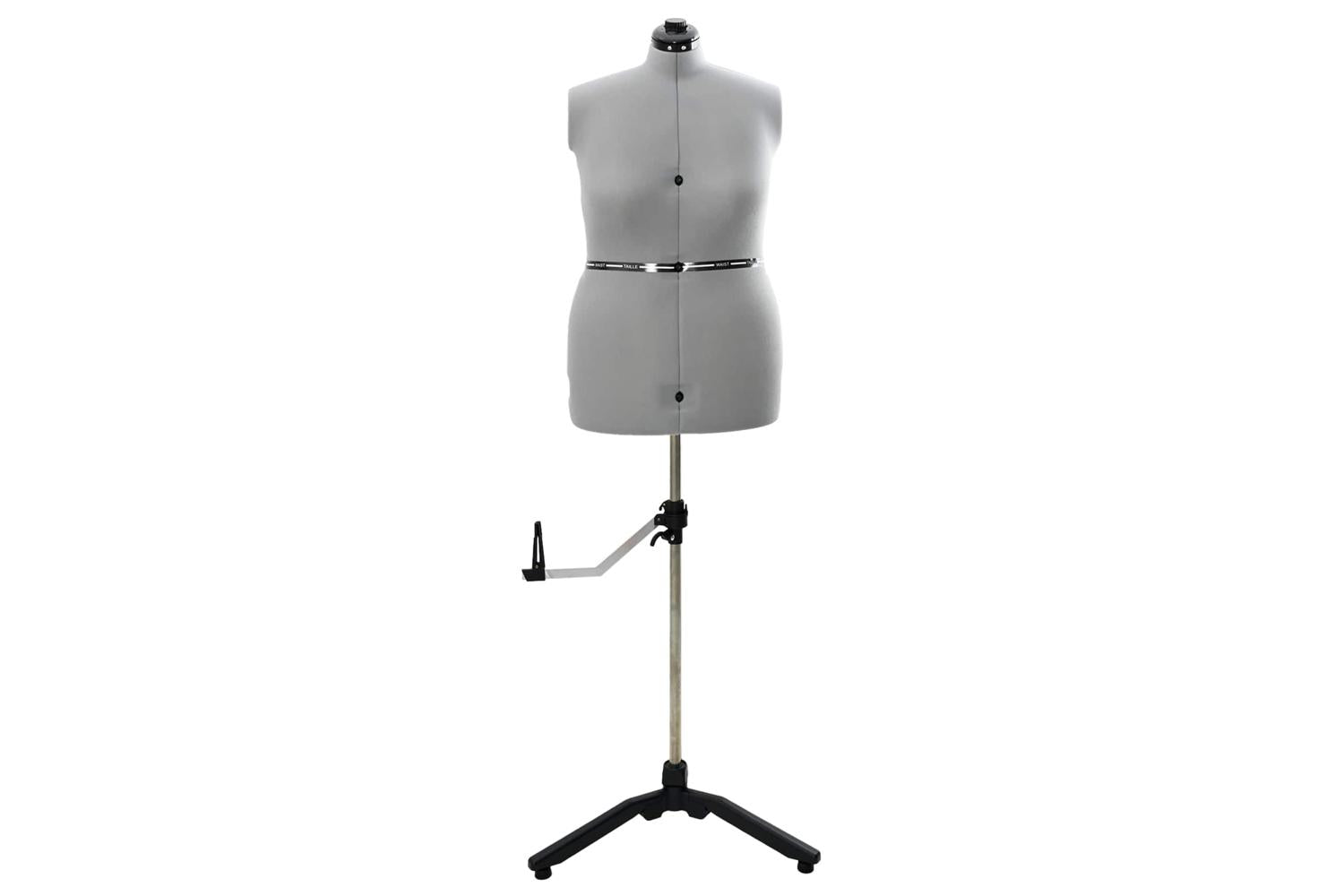 Vidaxl Adjustable Dress Form Female Height Adjustable Grey L Velvet-2