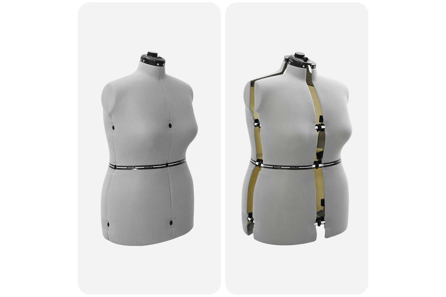 Vidaxl Adjustable Dress Form Female Height Adjustable Grey L Velvet-6