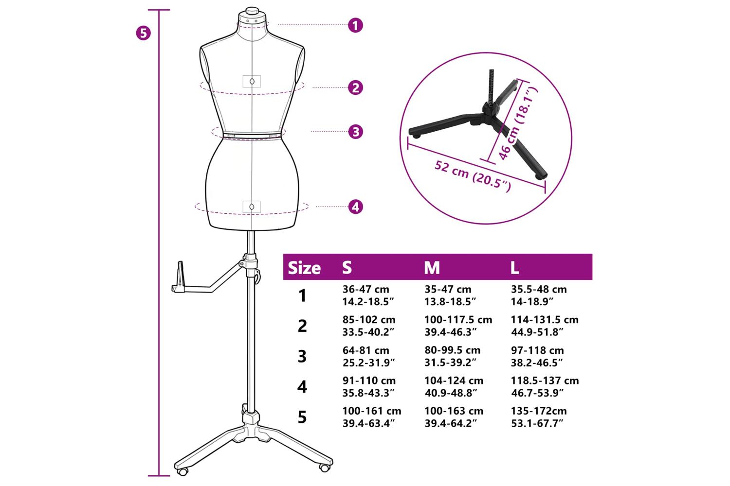 Vidaxl Adjustable Dress Form Female Height Adjustable Grey M Velvet-8