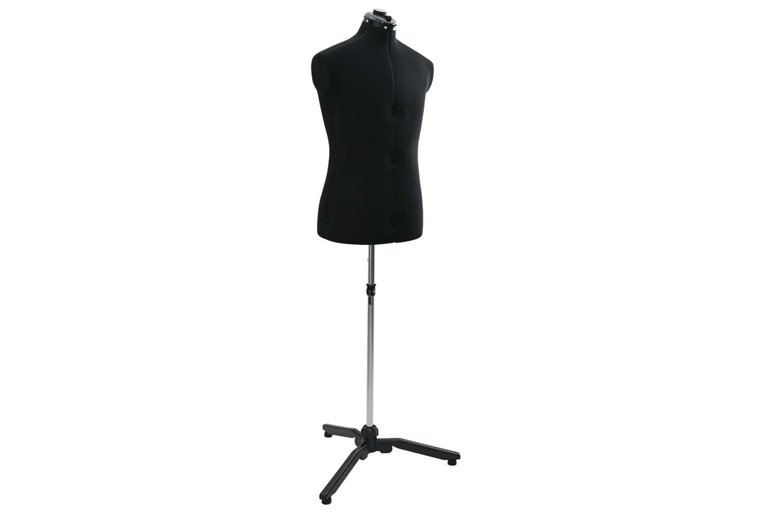 Vidaxl Adjustable Dress Form Male Manual Black 375-455 Inch Fabric