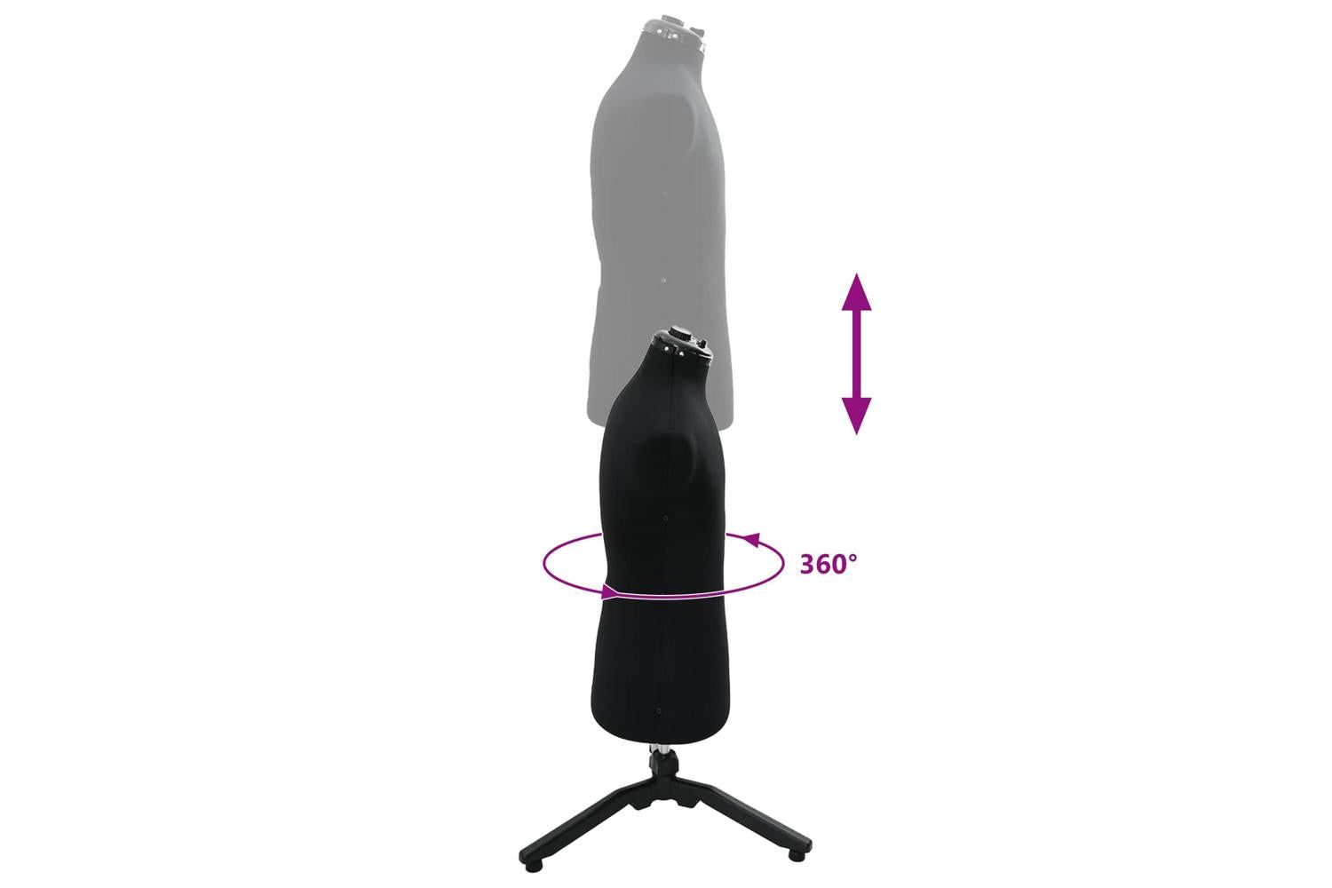 Vidaxl Adjustable Dress Form Male Manual Black 375-455 Inch Fabric-7