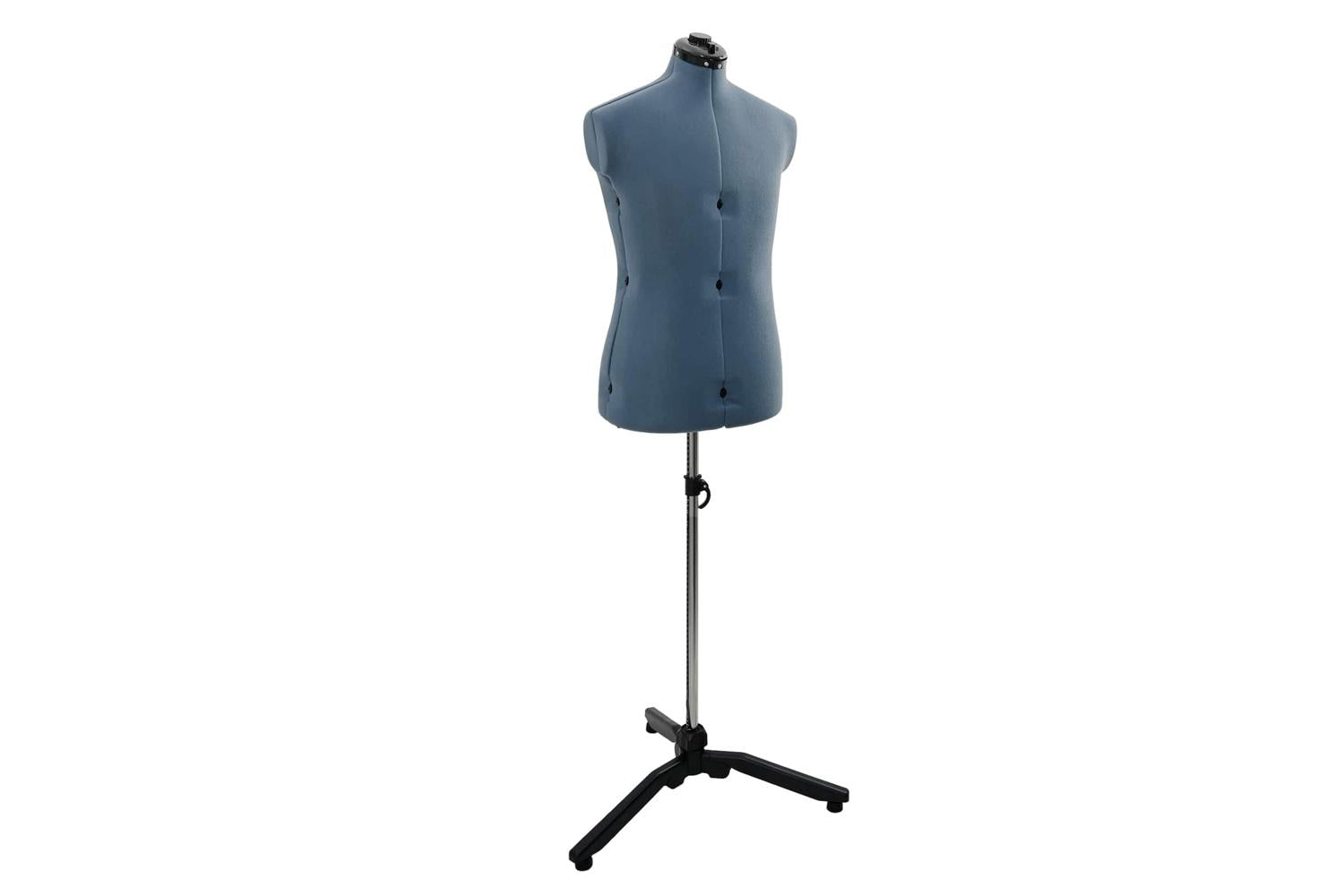Vidaxl Adjustable Dress Form Male Manual Blue 375-455 Inch Fabric