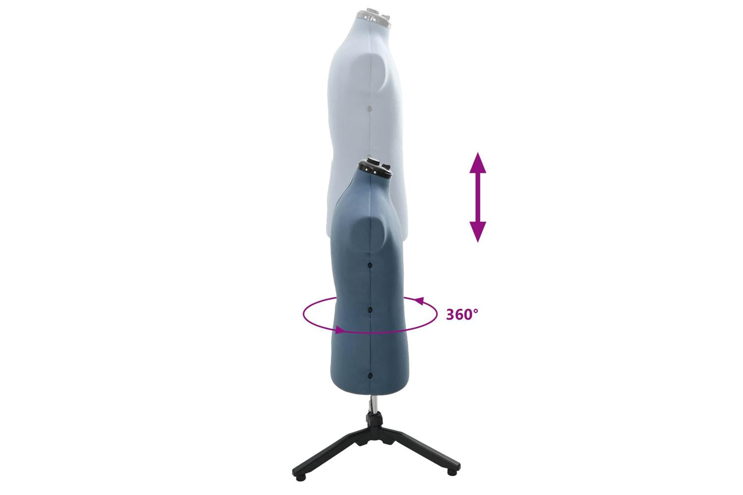 Vidaxl Adjustable Dress Form Male Manual Blue 375-455 Inch Fabric-7