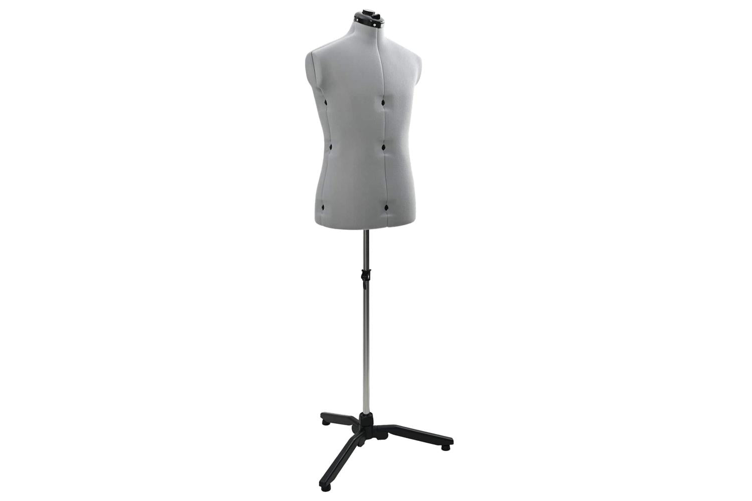 Vidaxl Adjustable Dress Form Male Manual Grey 375-455 Inch Fabric