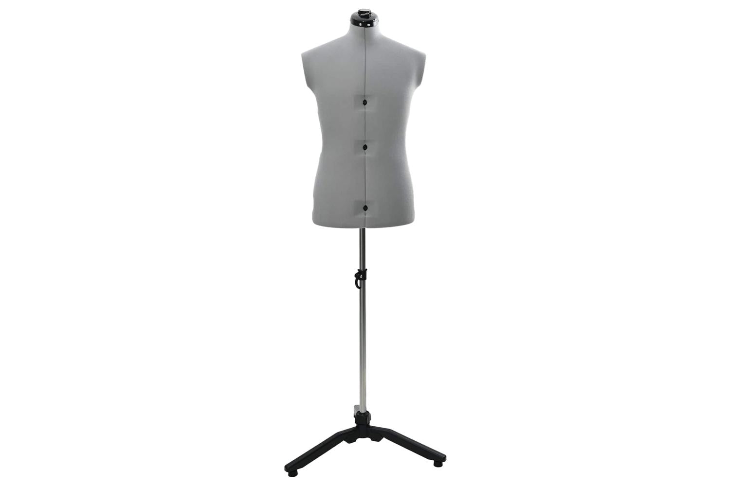 Vidaxl Adjustable Dress Form Male Manual Grey 375-455 Inch Fabric-2