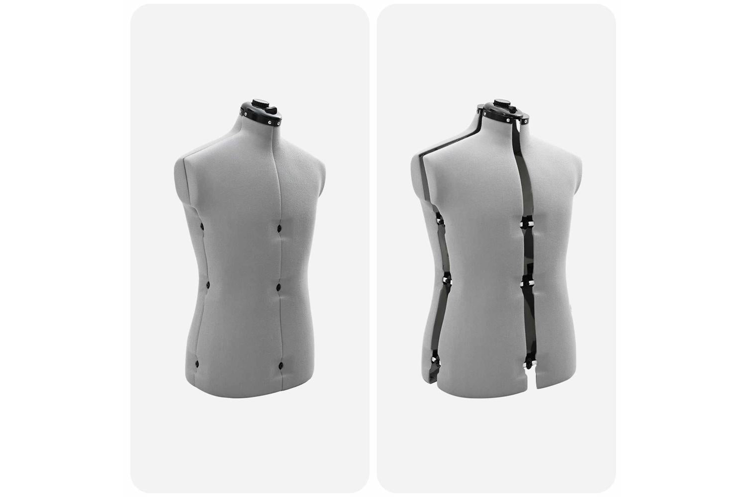Vidaxl Adjustable Dress Form Male Manual Grey 375-455 Inch Fabric-6