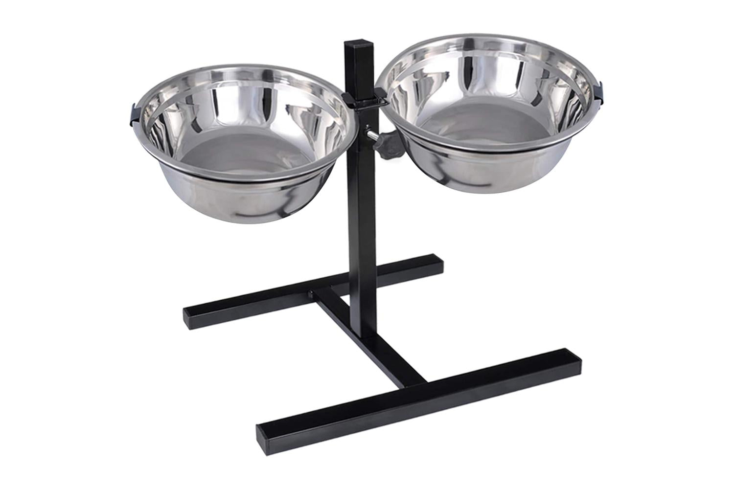 Vidaxl Feeding Stand And Bowl With Dog Food Silver And Black-2
