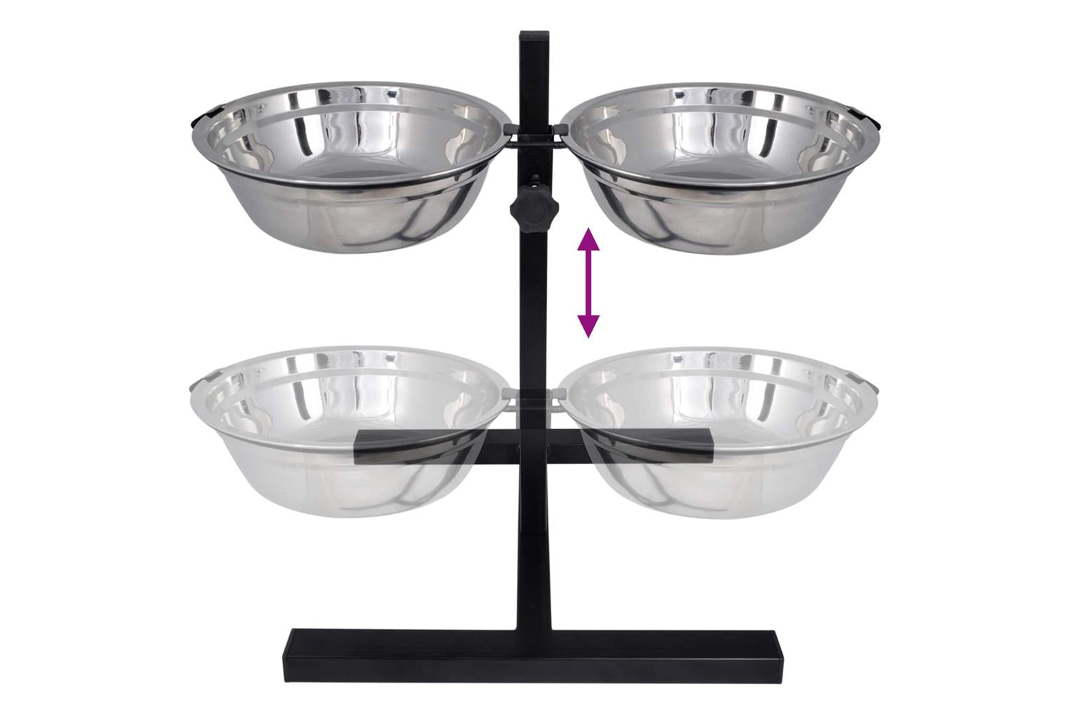 Vidaxl Feeding Stand And Bowl With Dog Food Silver And Black-8