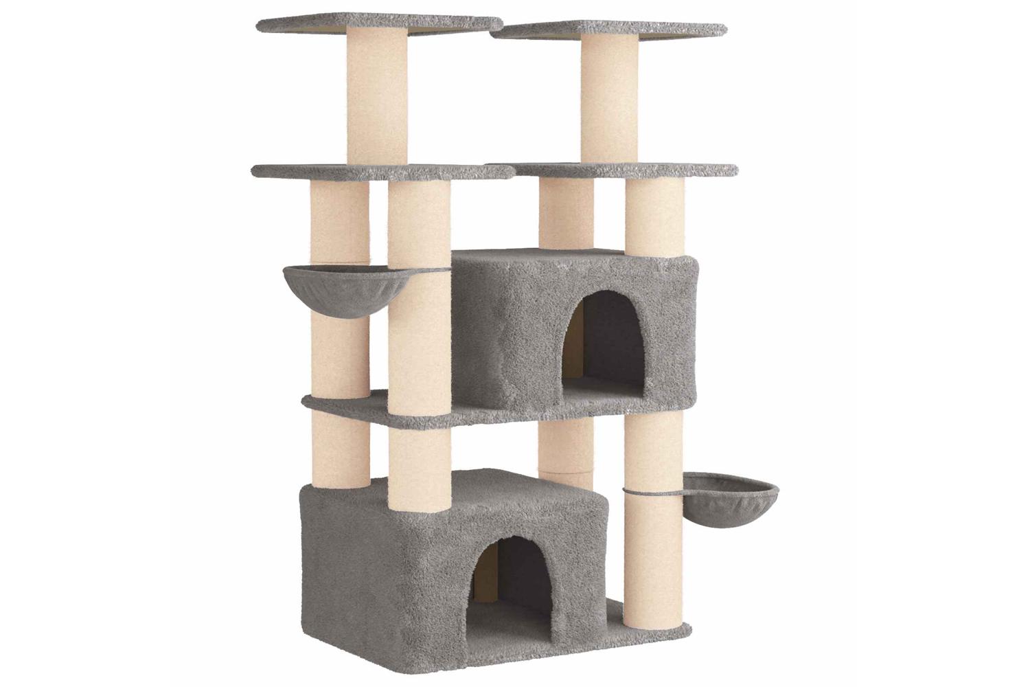 Vidaxl Cat Tree With Sisal Scratching Posts Light Grey 147 Cm 2 Pcs