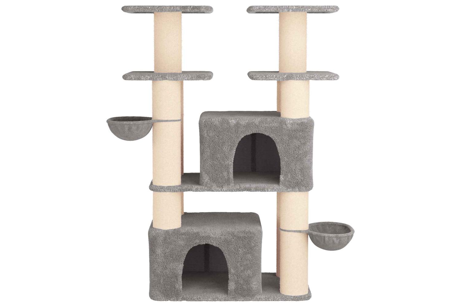 Vidaxl Cat Tree With Sisal Scratching Posts Light Grey 147 Cm 2 Pcs-4