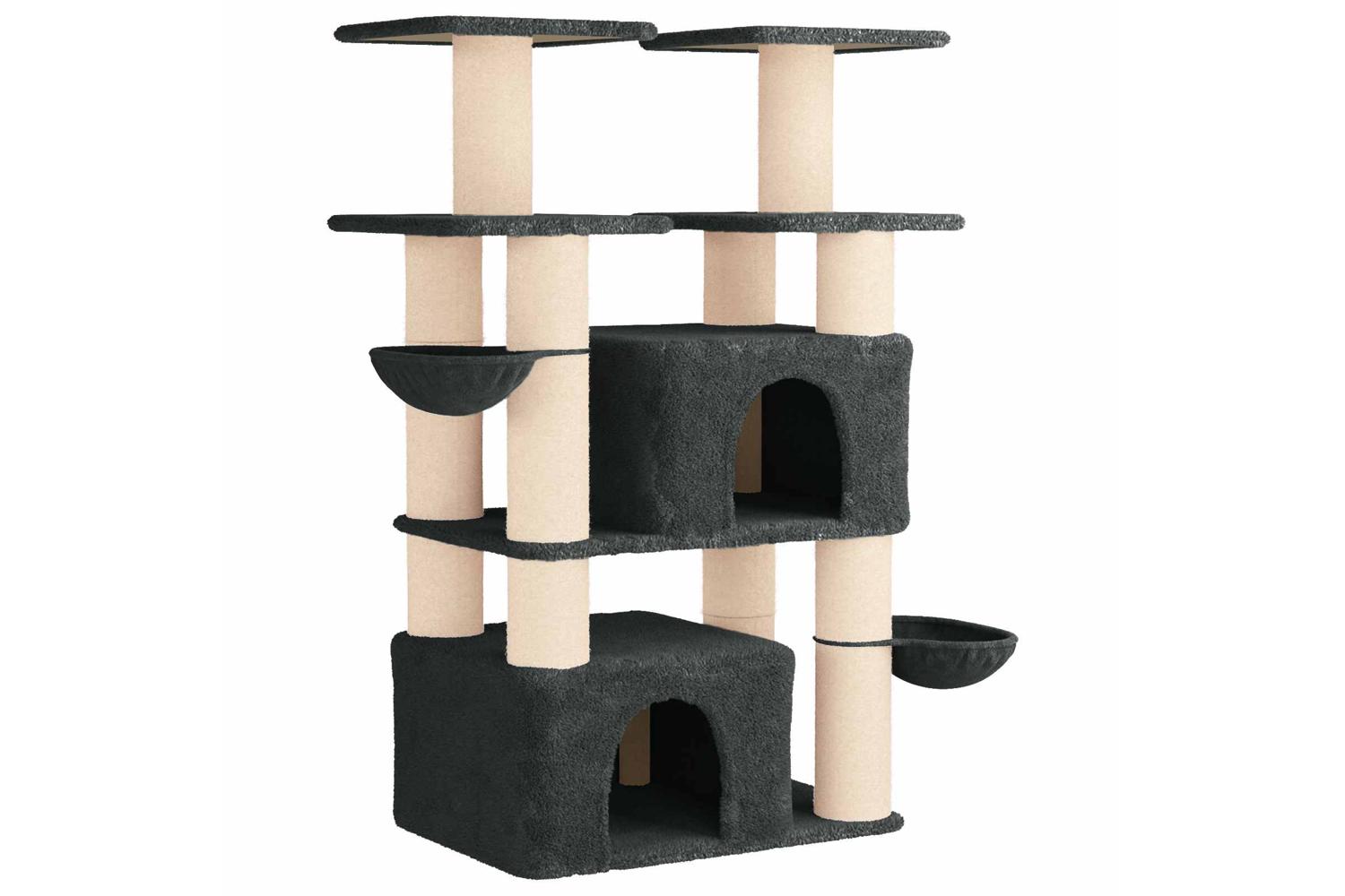Vidaxl Cat Tree With Sisal Scratching Posts Dark Grey 147 Cm 2 Pcs-2