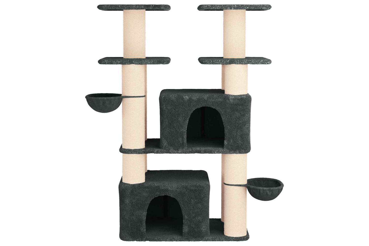 Vidaxl Cat Tree With Sisal Scratching Posts Dark Grey 147 Cm 2 Pcs-4