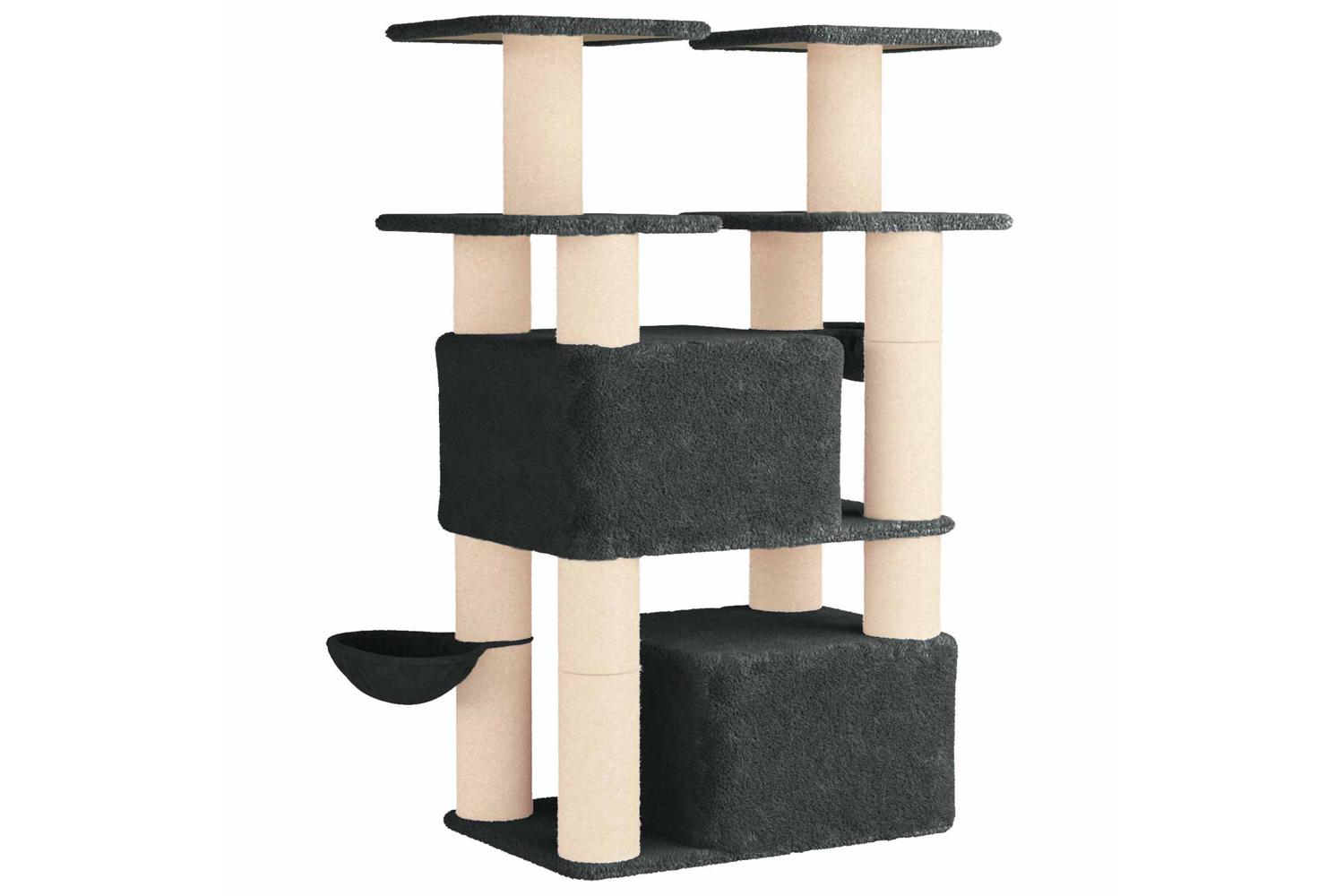 Vidaxl Cat Tree With Sisal Scratching Posts Dark Grey 147 Cm 2 Pcs-6