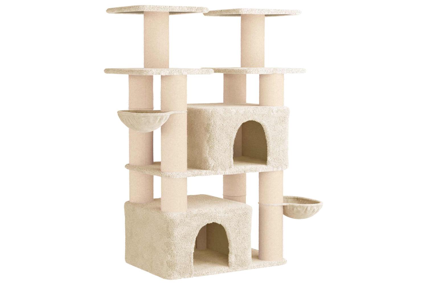 Vidaxl Cat Tree With Sisal Scratching Posts Cream 147 Cm 2 Pcs