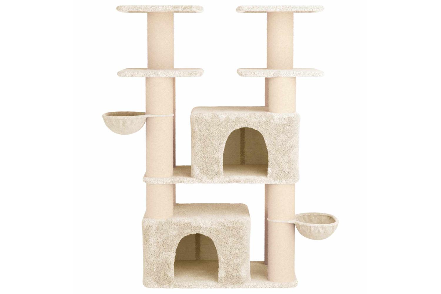 Vidaxl Cat Tree With Sisal Scratching Posts Cream 147 Cm 2 Pcs-4