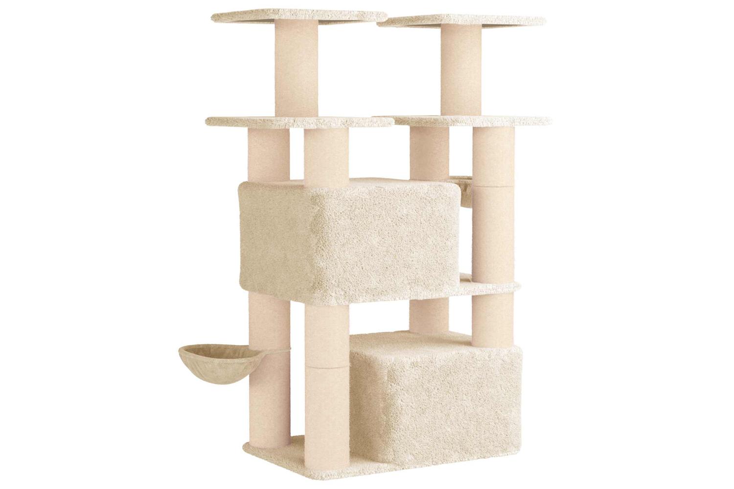 Vidaxl Cat Tree With Sisal Scratching Posts Cream 147 Cm 2 Pcs-6