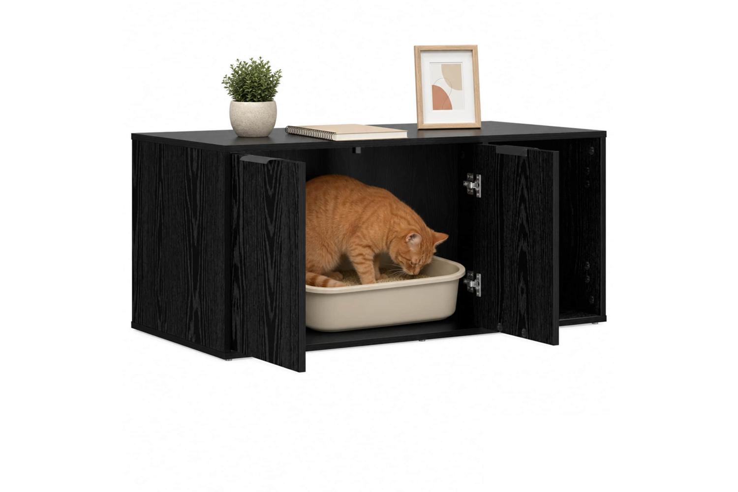 Vidaxl Cat Crate Furniture Black Oak 100 X 49 X 45 Cm Engineered Wood-3