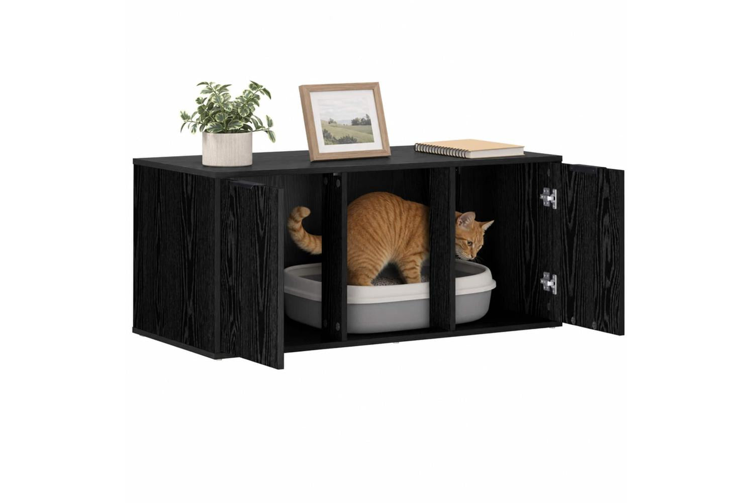 Vidaxl Cat Crate Furniture Black Oak 100 X 49 X 45 Cm Engineered Wood-3