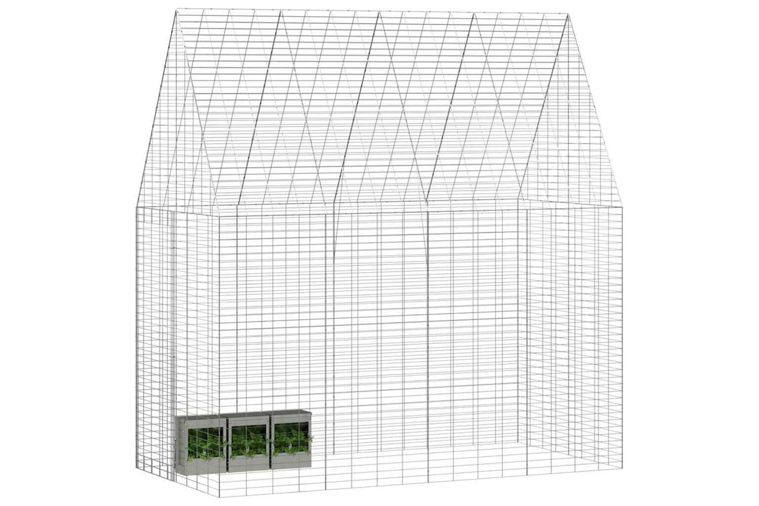 Vidaxl Rabbit Cage Silver 200 X 100 X 210 Cm Galvanised Steel-3