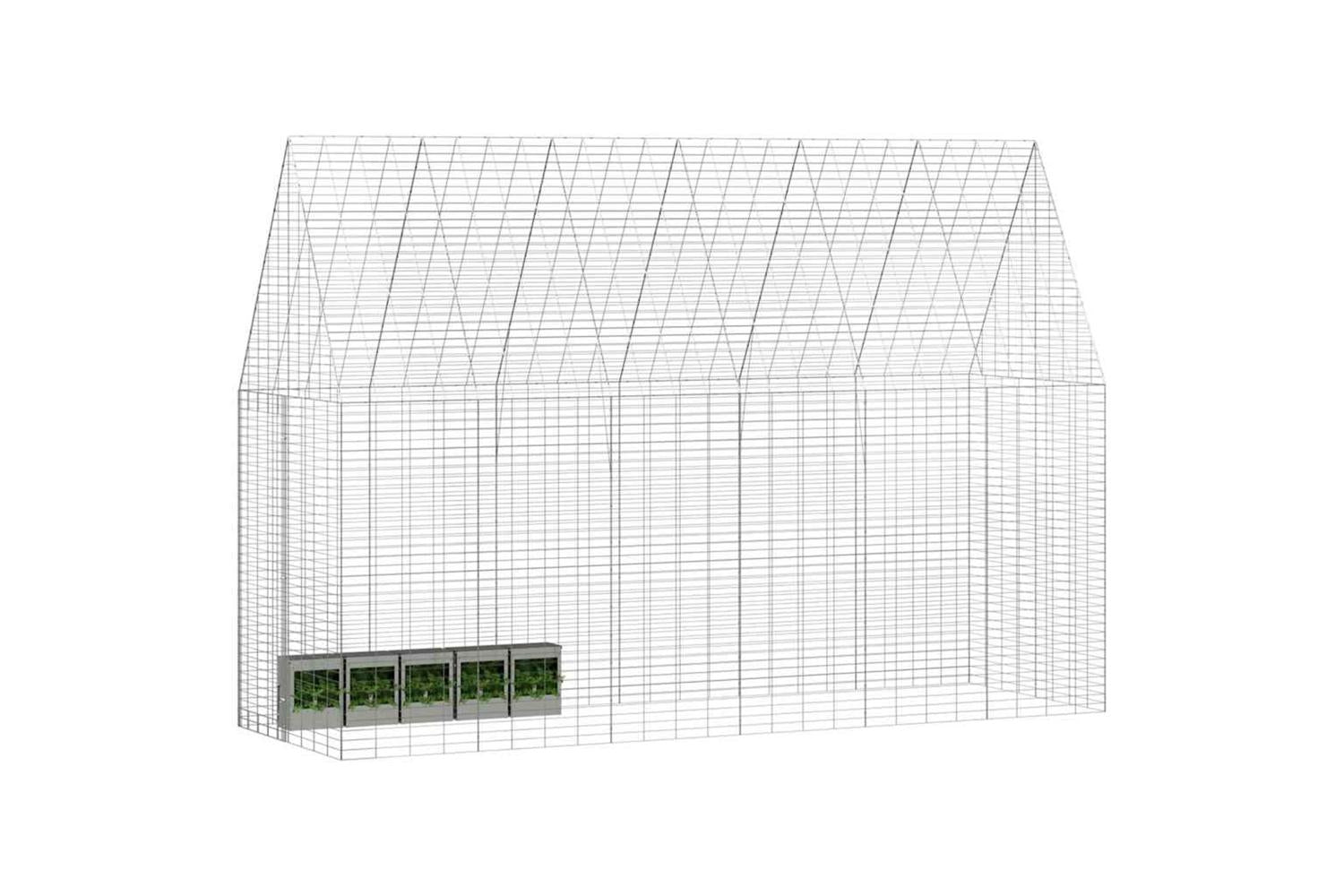 Vidaxl Rabbit Cage Silver 300 X 100 X 210 Cm Galvanised Steel-3