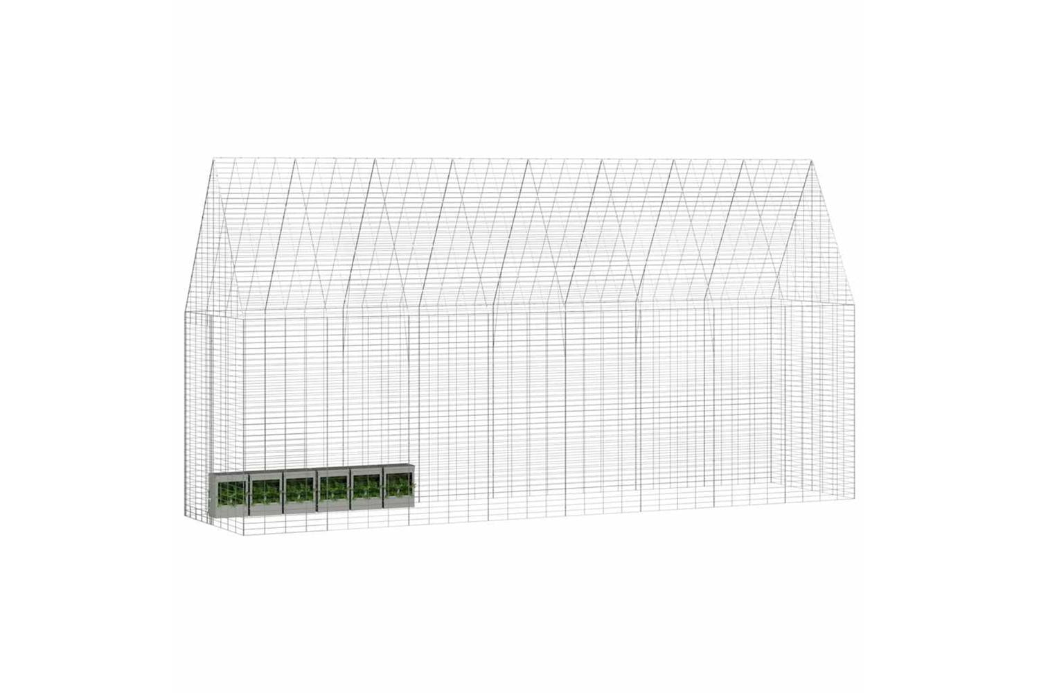 Vidaxl Rabbit Cage Silver 400 X 100 X 210 Cm Galvanised Steel-2
