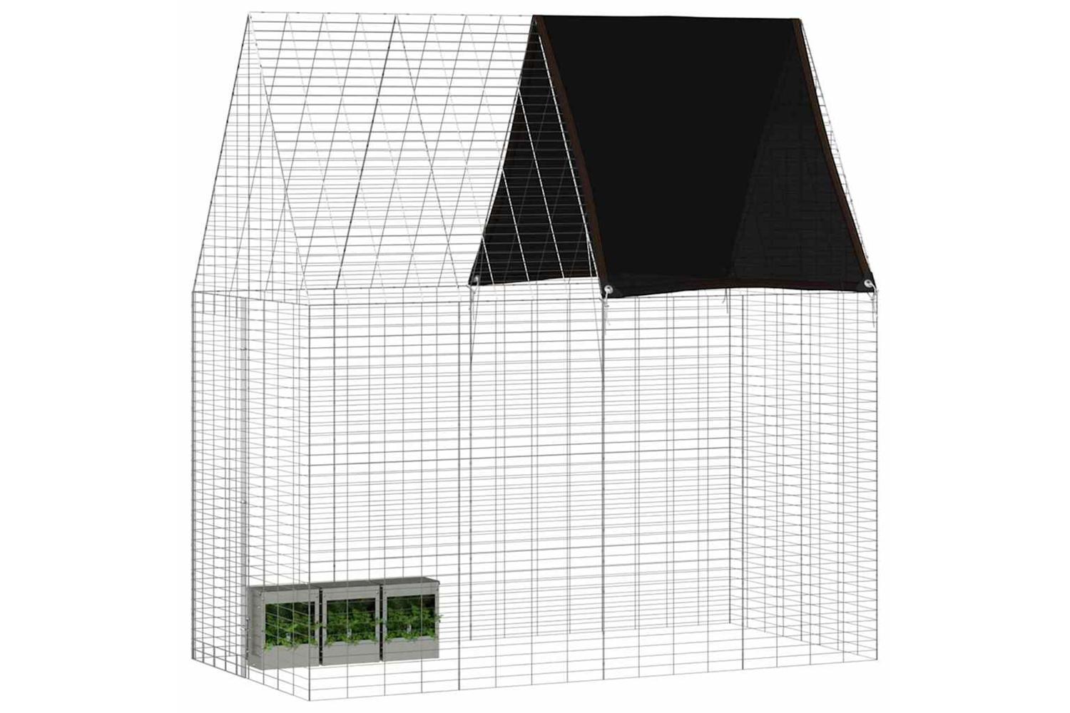 Vidaxl Rabbit Cage Silver 200 X 100 X 210 Cm Galvanised Steel-3