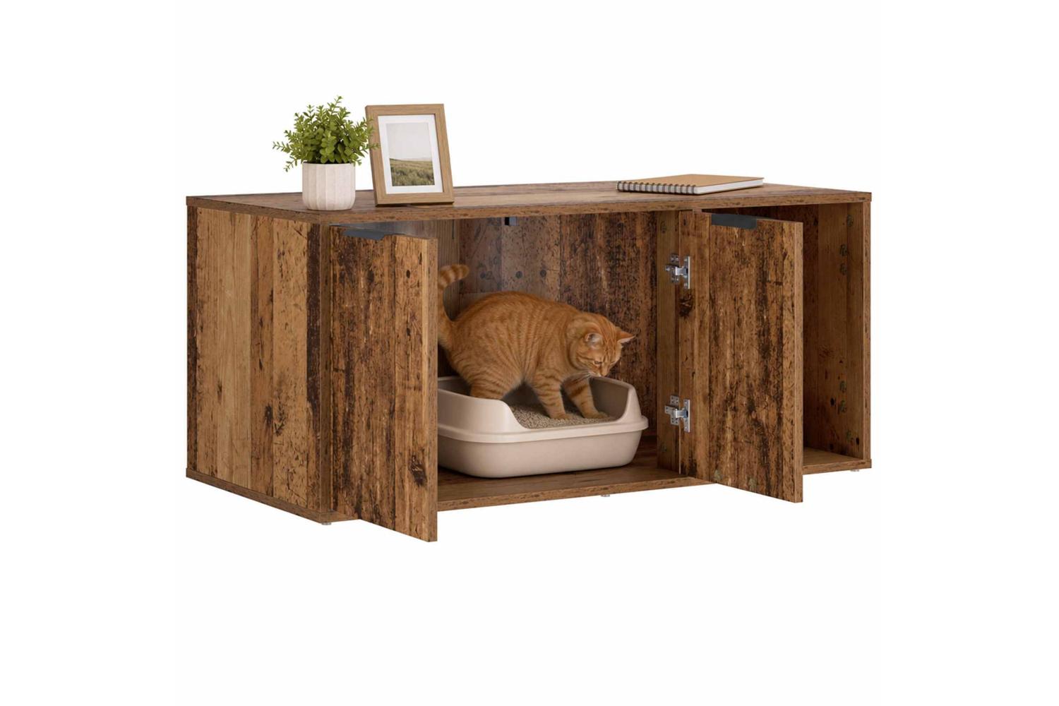 Vidaxl Cat Crate Furniture Old Wood 100 X 49 X 45 Cm Engineered Wood-3