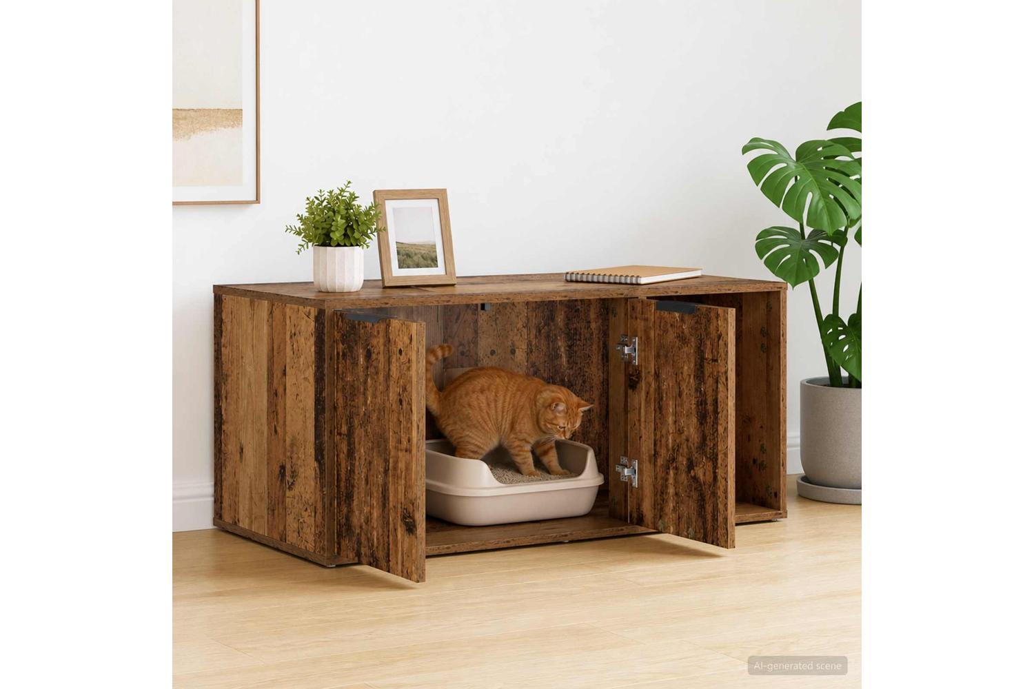 Vidaxl Cat Crate Furniture Old Wood 100 X 49 X 45 Cm Engineered Wood-4