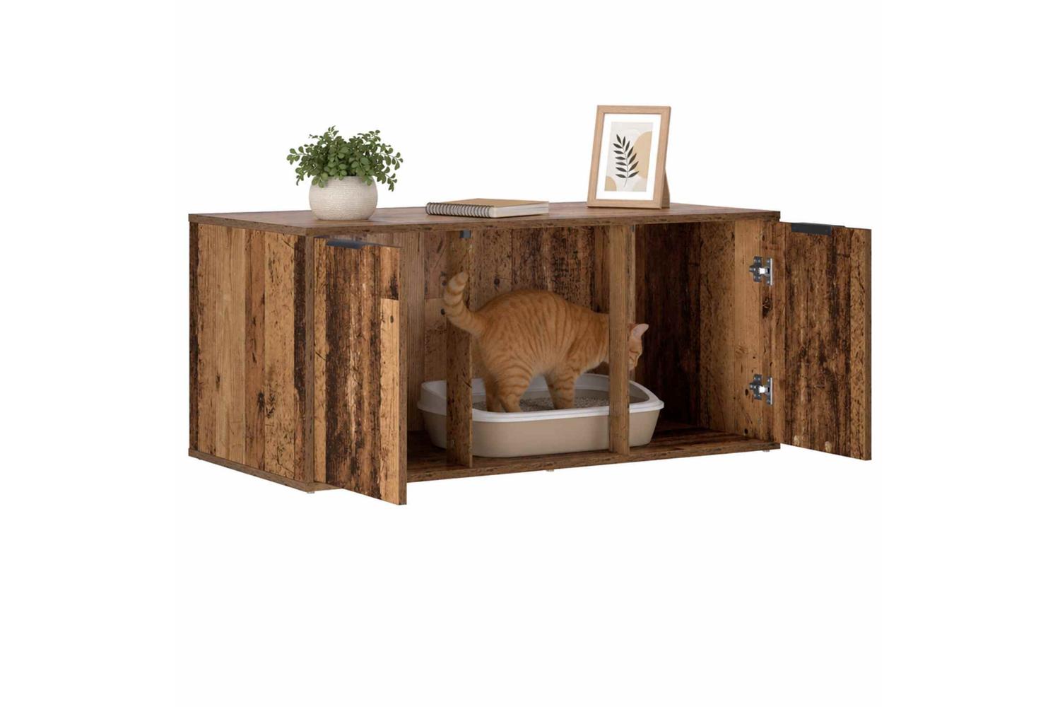 Vidaxl Cat Crate Furniture Old Wood 100 X 49 X 45 Cm Engineered Wood-3