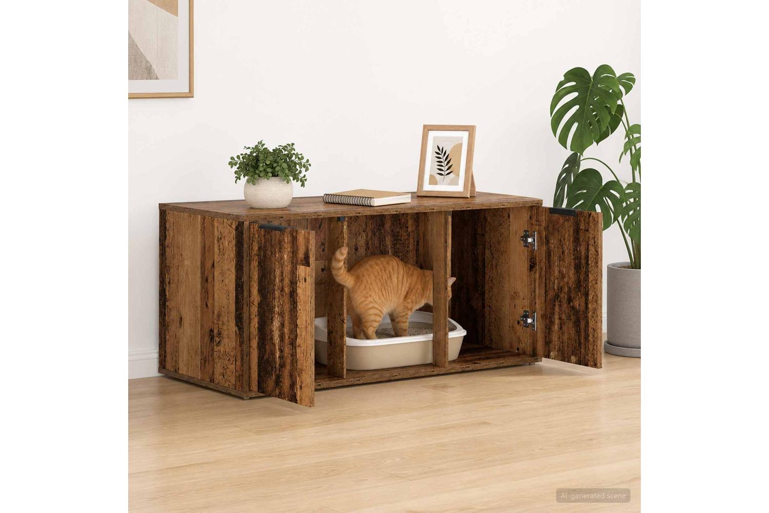 Vidaxl Cat Crate Furniture Old Wood 100 X 49 X 45 Cm Engineered Wood-4
